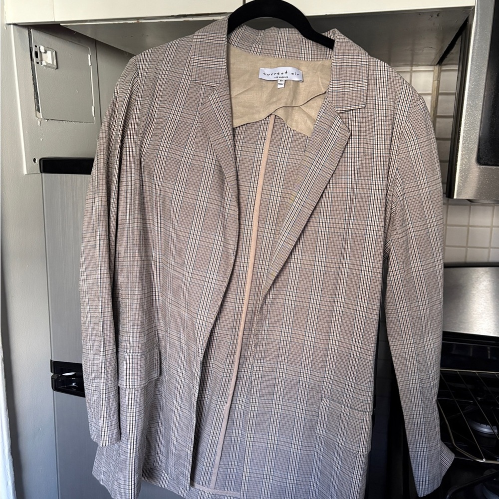 Current Air Beige Plaid Thin Blazer